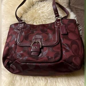 Vintage Coach Maroon Patterned Shoulder Bag